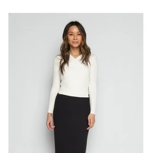 Dress Blank white ribbed wrap tee, L